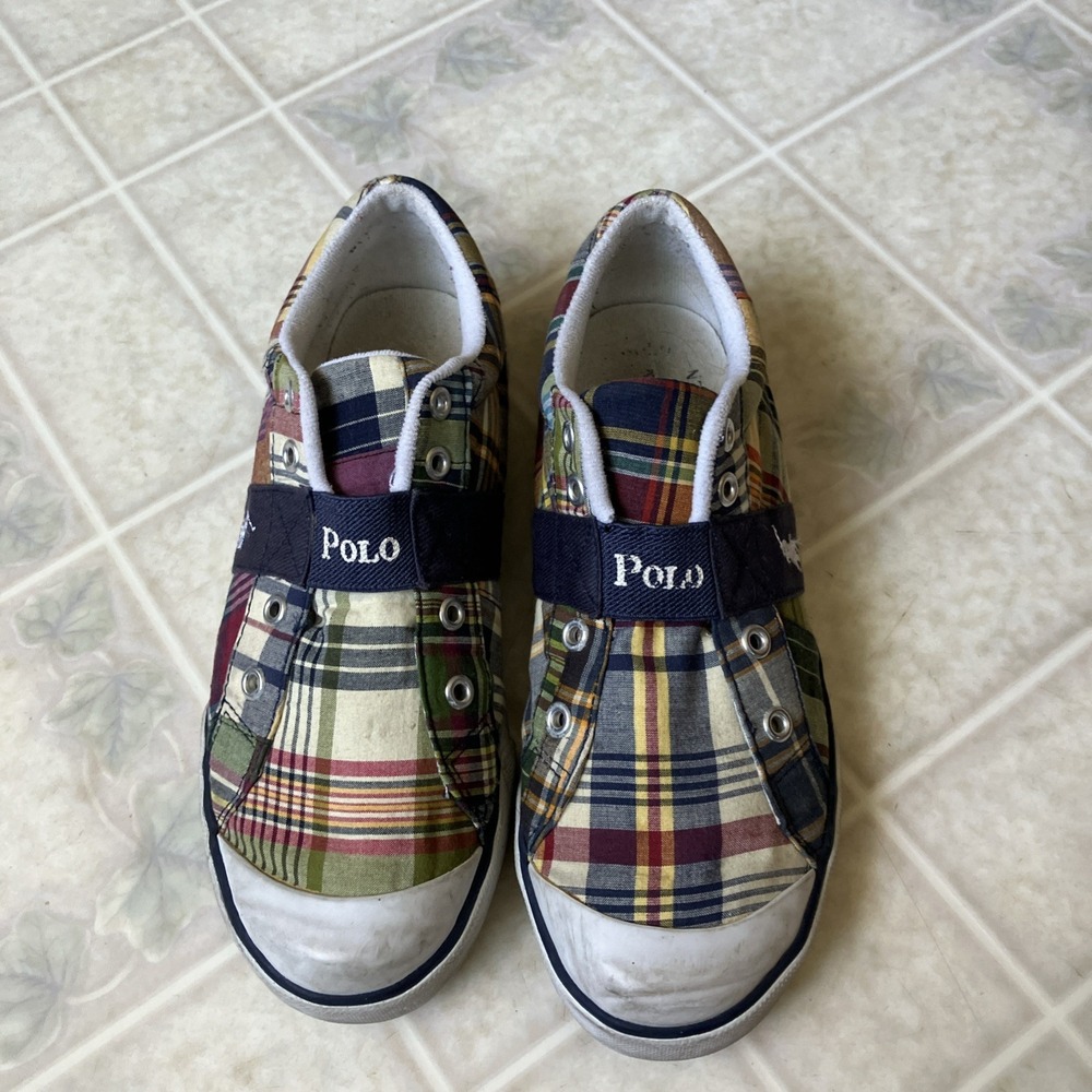 Polo Ralph Lauren gardener canvas slip-on shoes Madras multi sz 6 women's 8
